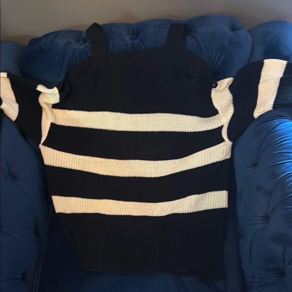 Black and White Striped Women's Sweater